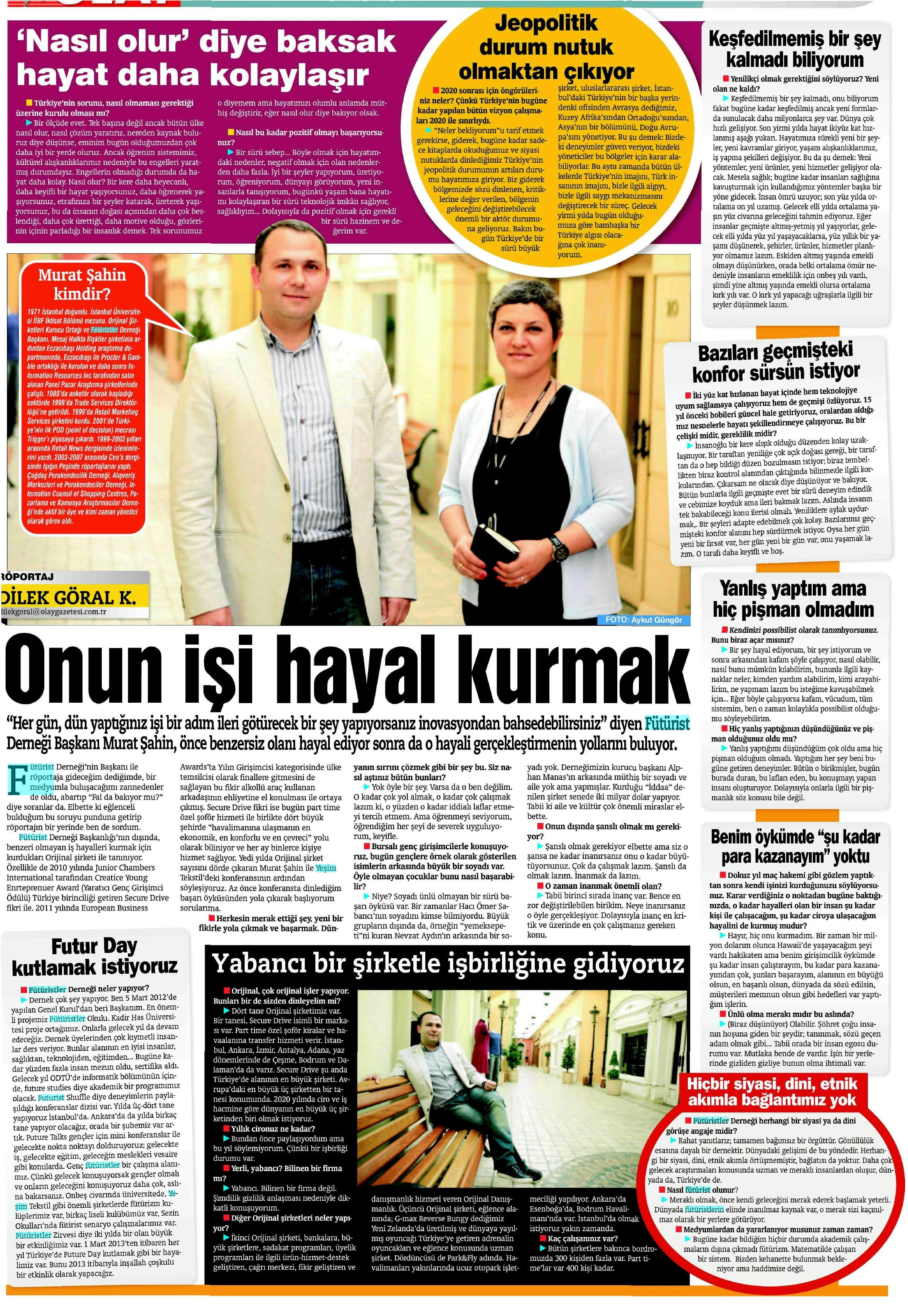 Olay Gazetesi 8 Temmuz 2012 kupürü